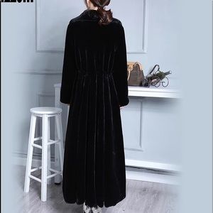 Long Faux Fur Coat Women Black Luxury
